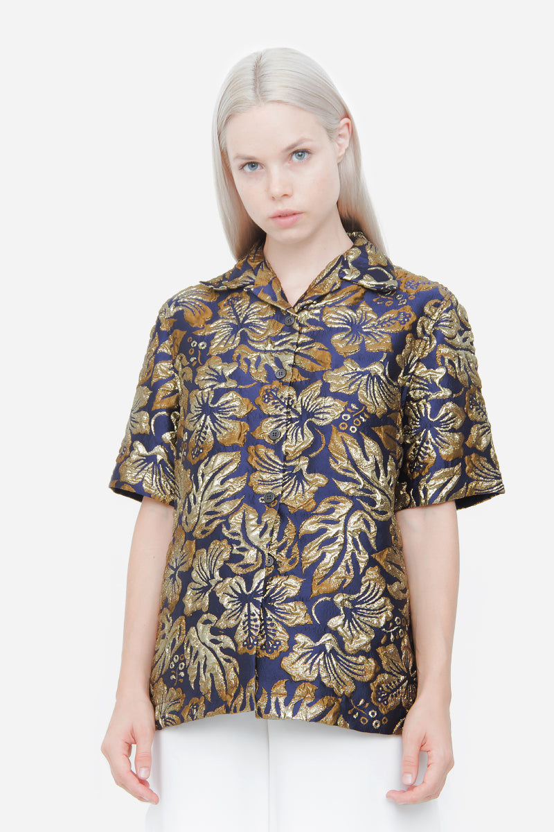 METALLIC JACQUARD TOP WITH TAGS