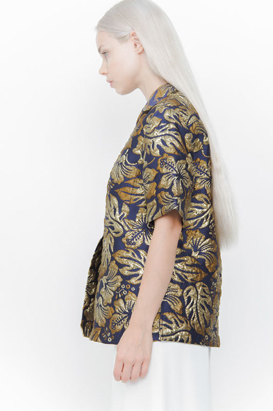 METALLIC JACQUARD TOP WITH TAGS