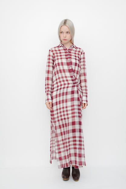 JINNIEFELD GINGHAM WRAP DRESS WITH TAGS