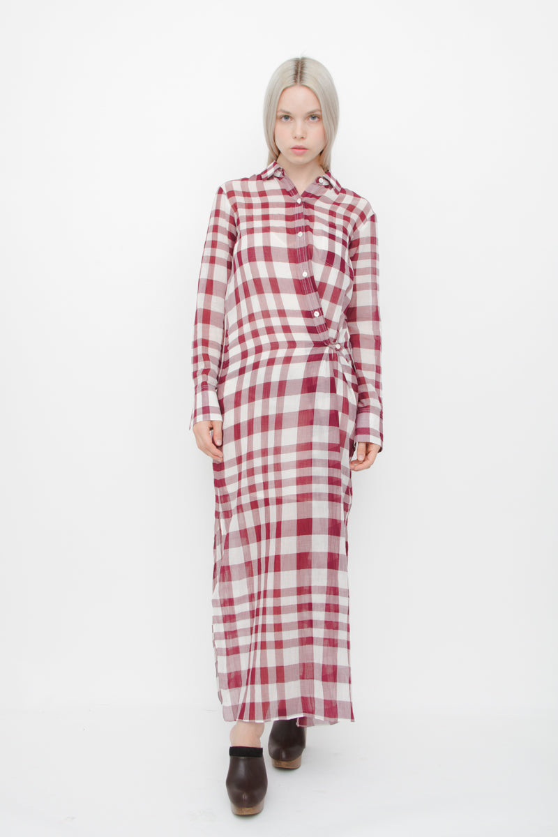 JINNIEFELD GINGHAM WRAP DRESS WITH TAGS