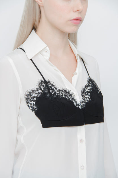 BRA LAYERED BUTTON DOWN