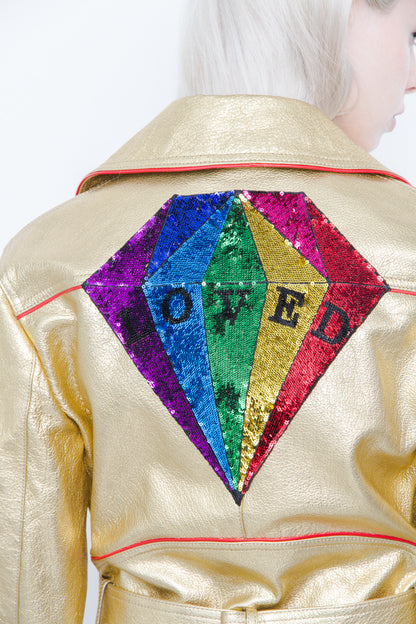 2017 NEW GOLD LEATHER JACKET