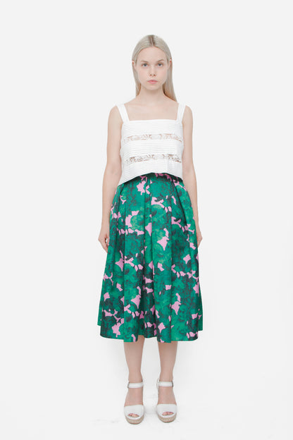 SILK FLORAL SKIRT WITH TAGS