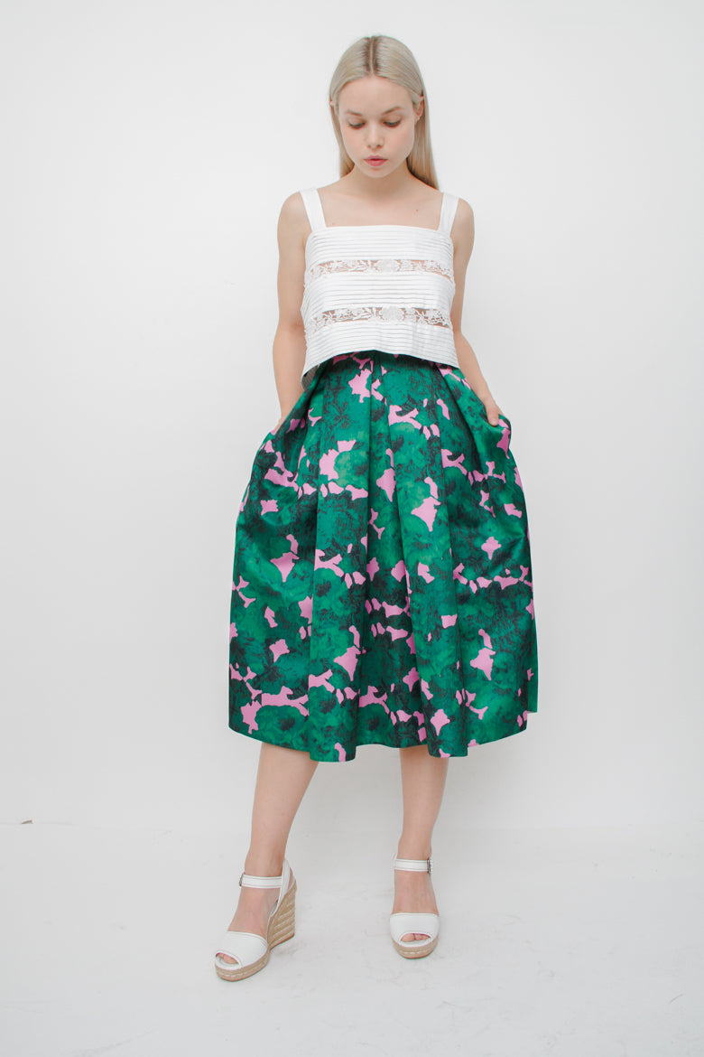 SILK FLORAL SKIRT WITH TAGS