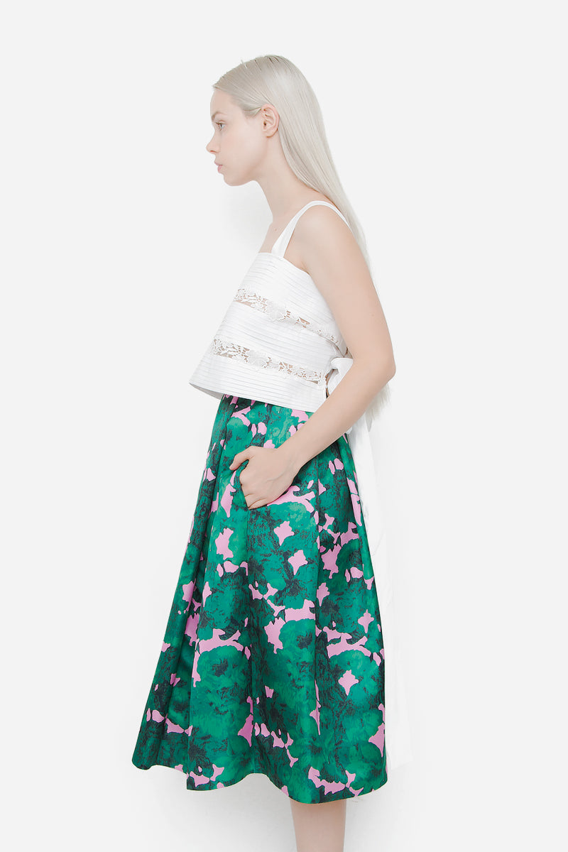 SILK FLORAL SKIRT WITH TAGS