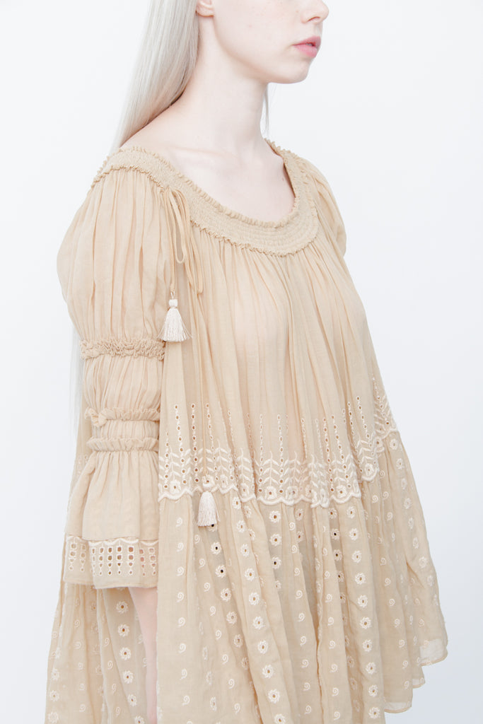 SMOCKED VOILE TUNIC