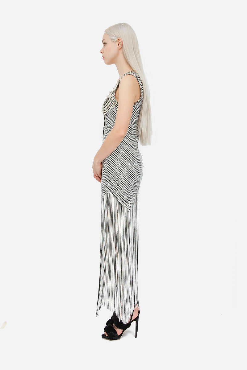 FRINGE BASKETWEAVE DRESS
