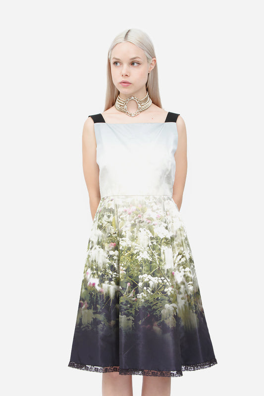 TAFFETA WATERCOLOR DRESS WITH TAGS