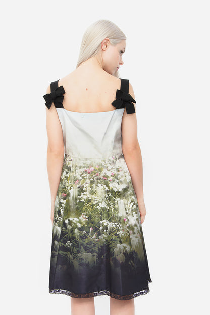 TAFFETA WATERCOLOR DRESS WITH TAGS