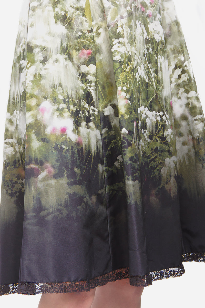 TAFFETA WATERCOLOR DRESS WITH TAGS