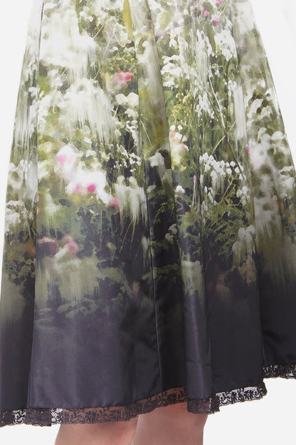 TAFFETA WATERCOLOR DRESS WITH TAGS