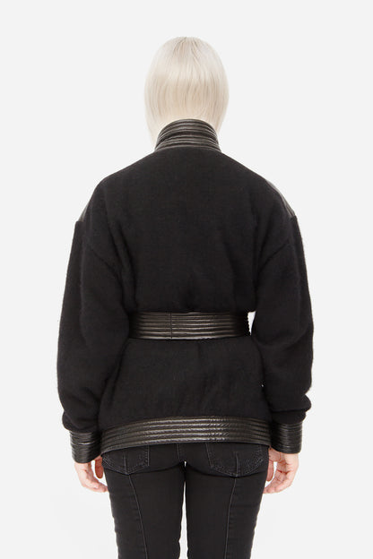 WOOL LEATHER WRAP JACKET
