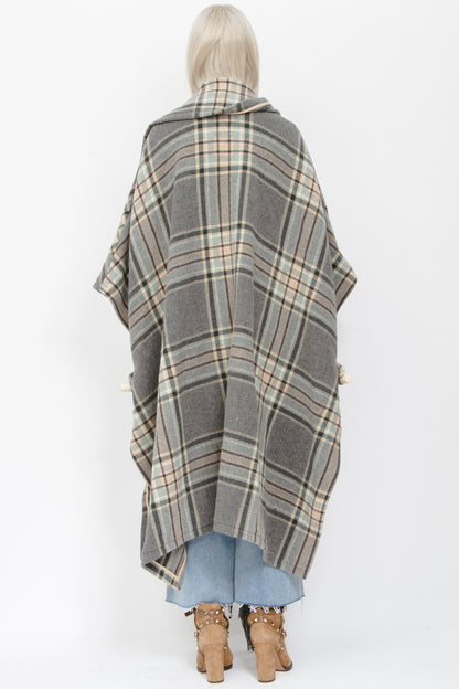 PLAID CAPE PONCHO