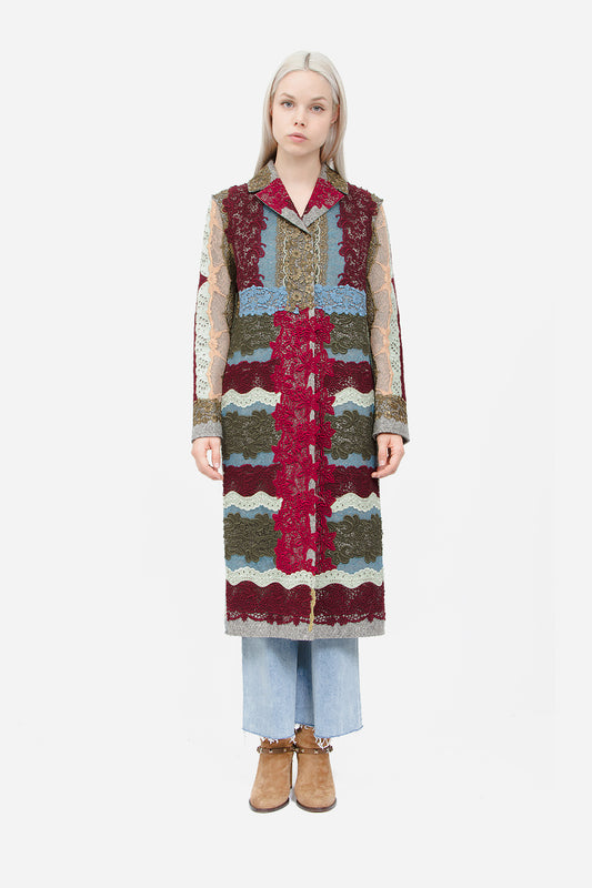 PATCHWORK FELT WOOL COAT
