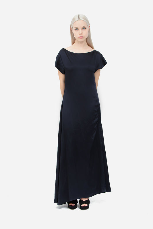 NAVY SATIN GOWN