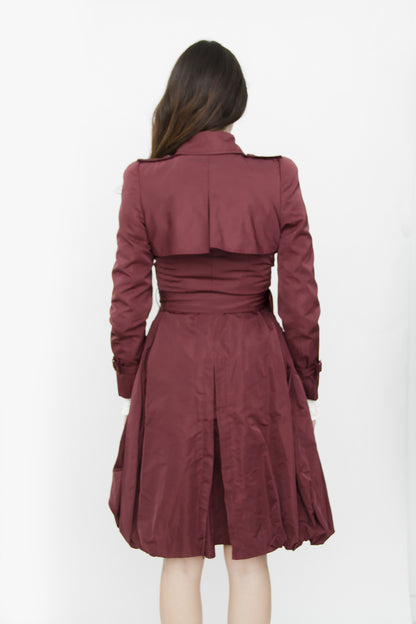 BELTED BURGUNDY PEACOAT
