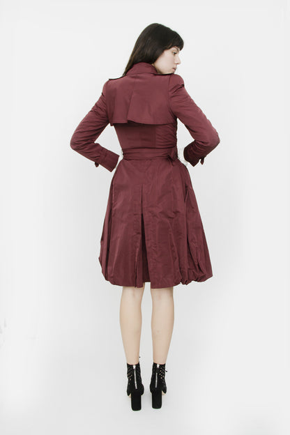BELTED BURGUNDY PEACOAT