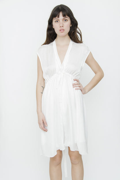 WHITE DRAPED DRESS