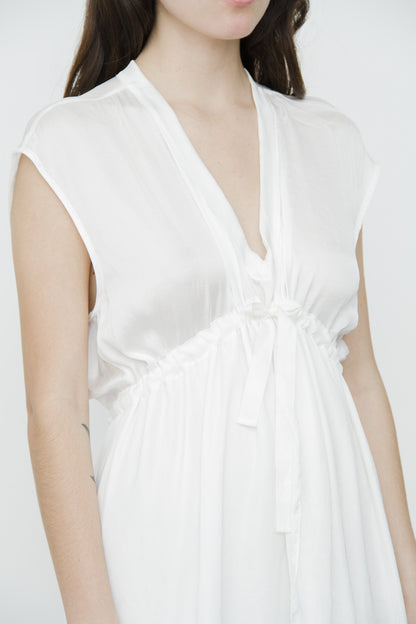 WHITE DRAPED DRESS