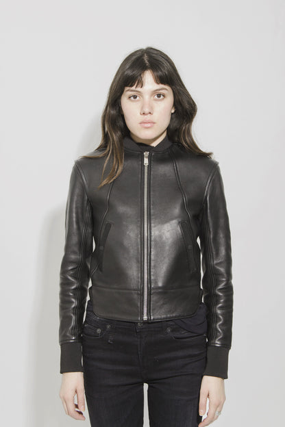 LEATHER BOMBER JACKET