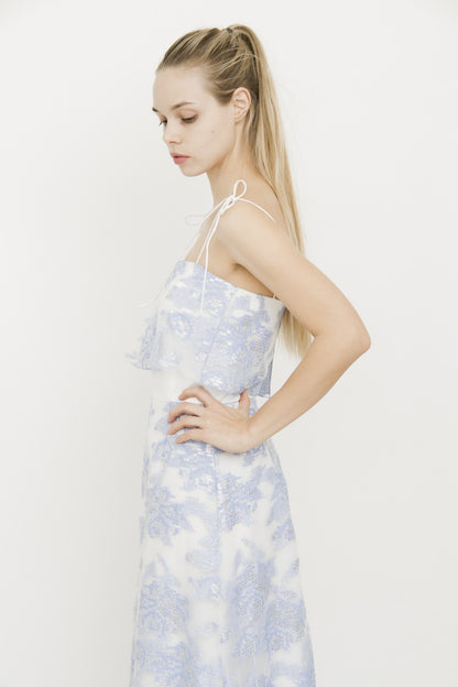 organza jacquard dress Lily: Organza Jacquard Ball Gown with Ruched Bodice and Basque Waist