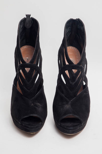SUEDE CUTOUT HEELS