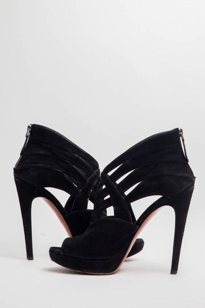 SUEDE CUTOUT HEELS