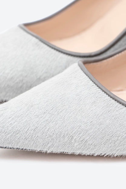 PONY HAIR KITTEN HEELS