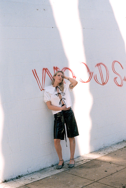 LIZA FAUX PATENT SHORTS