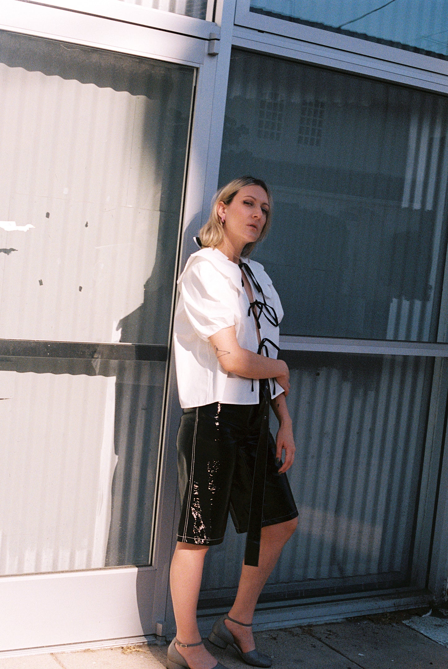 LIZA FAUX PATENT SHORTS