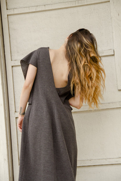 GRAY WOOL KNIT GOWN