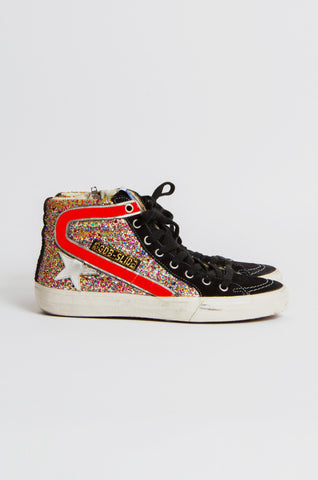GOLDEN GOOSE Superstar Gold Leather Perforated Star Metallic Low Top Sneaker 39