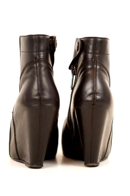 WEDGE LEATHER ANKLE BOOTIES