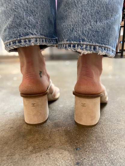 STRAPPY SUEDE SLIDES