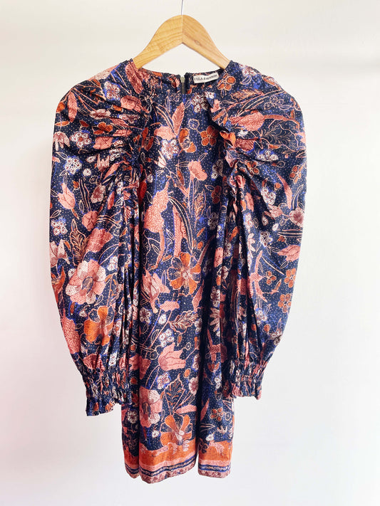 MOONLIGHT PAISLEY RUFFLE DRESS