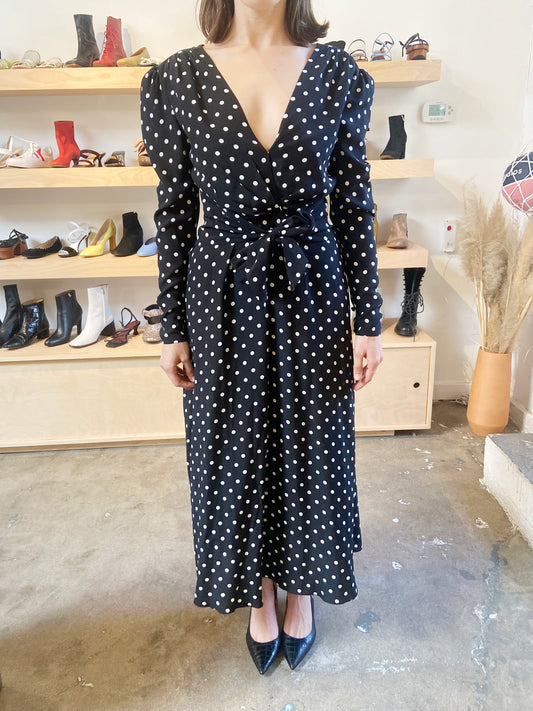 POLKA DOT BOW WAIST MIDI DRESS