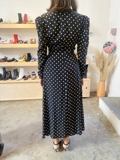 POLKA DOT BOW WAIST MIDI DRESS