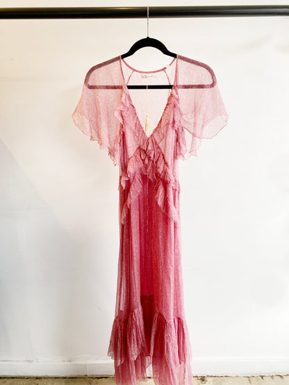 doen red silk dress Doen Silk Ruffled Alcida Mini Dress in Red