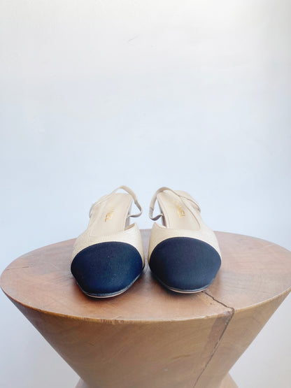 GOLD CAP TOE SLINGBACKS