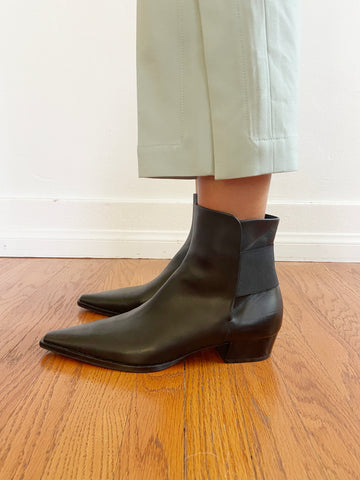 JIL SANDER NEW $1,600 Men's Black Leather Square Toe Ssense Zip Ankle Boot 44/10
