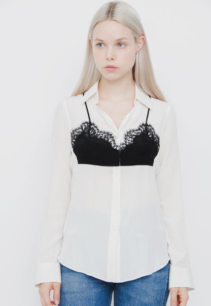 BRA LAYERED BUTTON DOWN