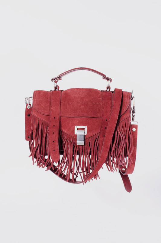 PS1 RED SUEDE FRINGE PURSE
