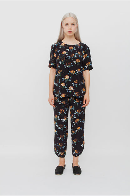 FLORAL SILK PANTS