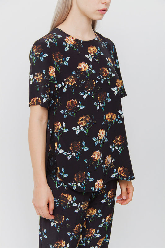 FLORAL SILK BLOUSE