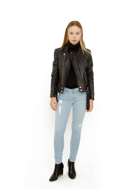 GANGSTER NAVY LEATHER JACKET