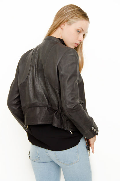 GANGSTER NAVY LEATHER JACKET