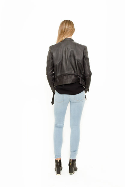 GANGSTER NAVY LEATHER JACKET