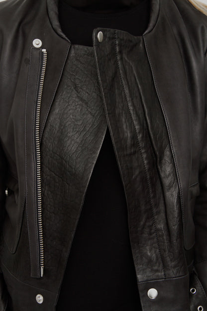 GANGSTER NAVY LEATHER JACKET