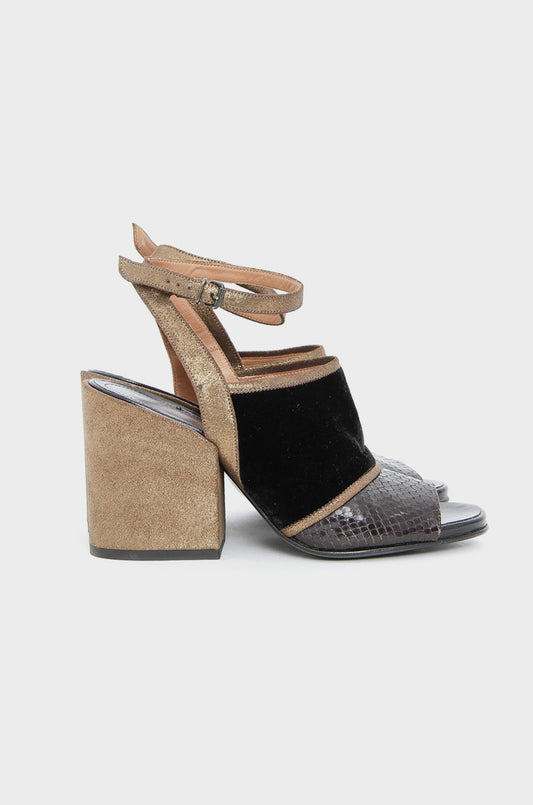 VELVET SNAKESKIN HEELS