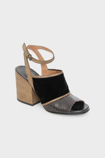 VELVET SNAKESKIN HEELS